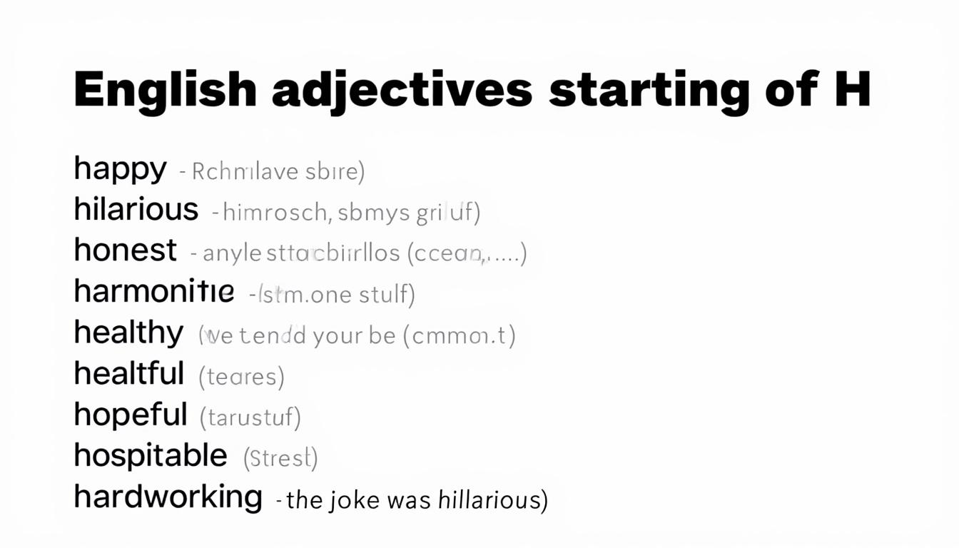 découvrez une liste de mots anglais commençant par la lettre h, illustrée par des exemples concrets pour enrichir votre vocabulaire facilement et efficacement.