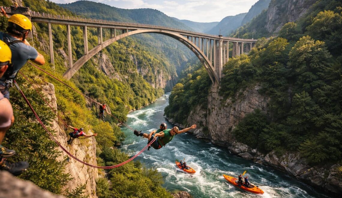 découvrez le pont de durđevića tara, un site incontournable pour les amateurs de sensations fortes offrant des vues époustouflantes et des activités extrêmes au cœur de la nature sauvage.