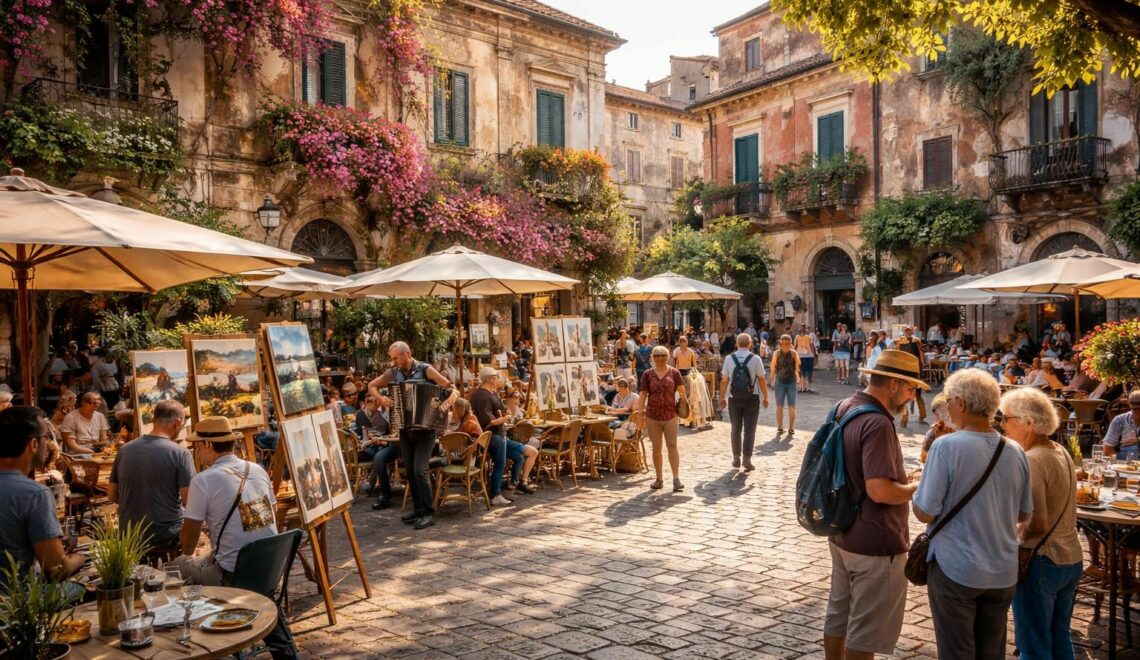 découvrez piazza umberto, un lieu convivial où artistes et habitants se rencontrent pour partager créativité, culture et moments uniques au cœur de la communauté.