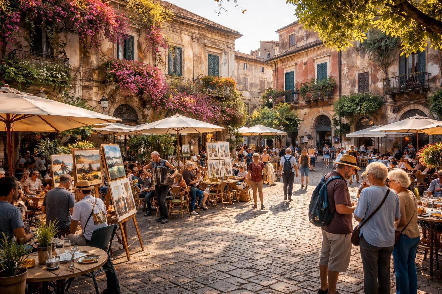 découvrez piazza umberto, un lieu convivial où artistes et habitants se rencontrent pour partager créativité, culture et moments uniques au cœur de la communauté.