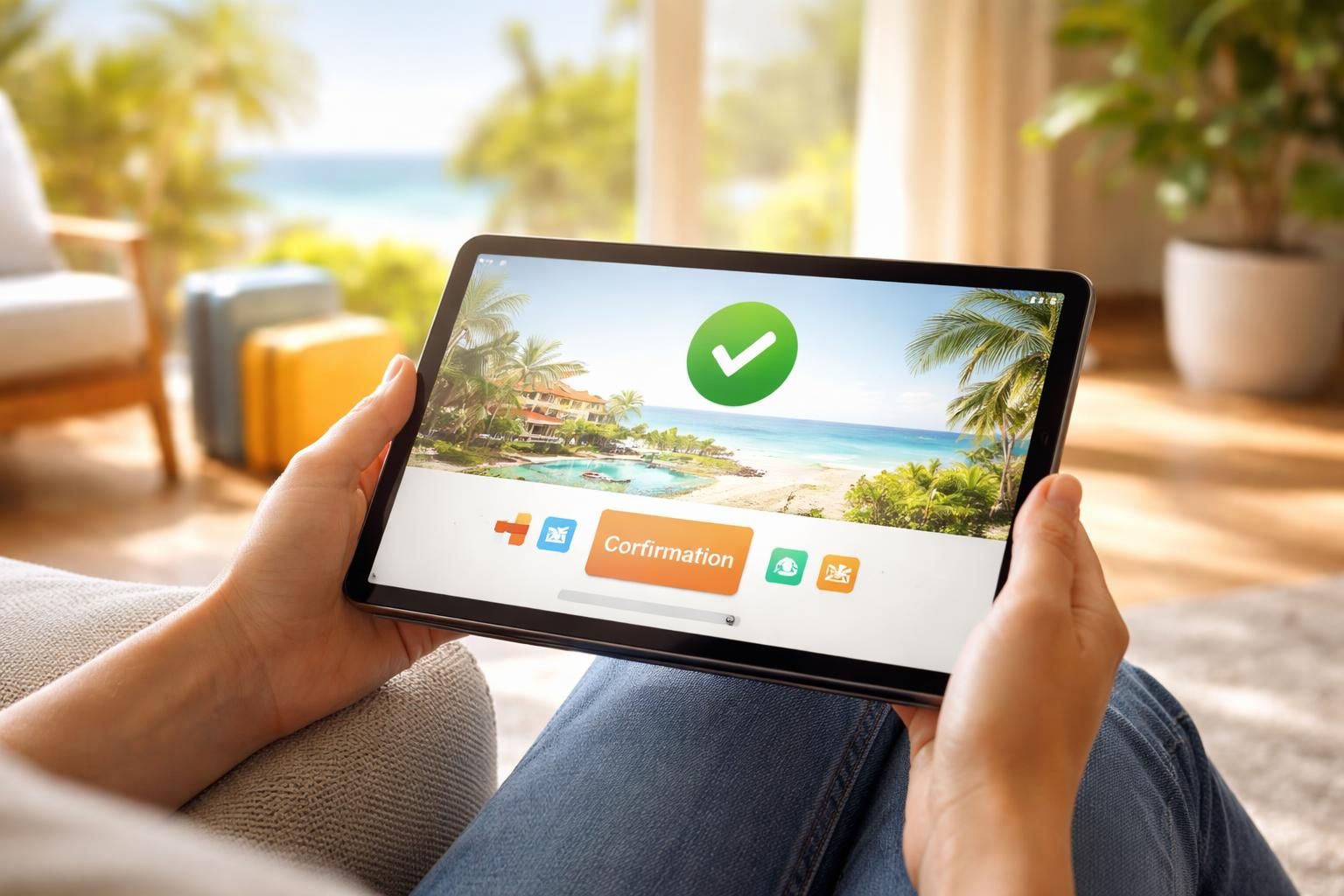 gérez facilement vos réservations de vacances et recevez vos confirmations directement sur votre tablette samsung pour un voyage sans stress.