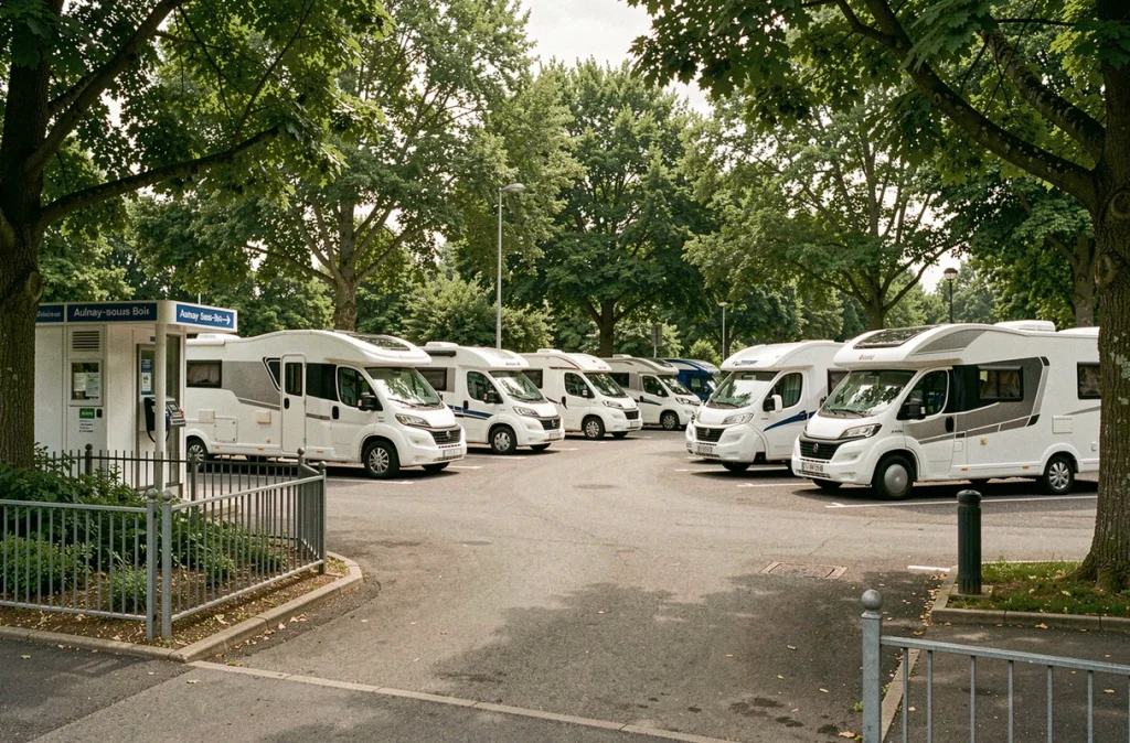 Aire de camping-cars d'Aulnay-sous-Bois avec stationnement ordonné et station de service