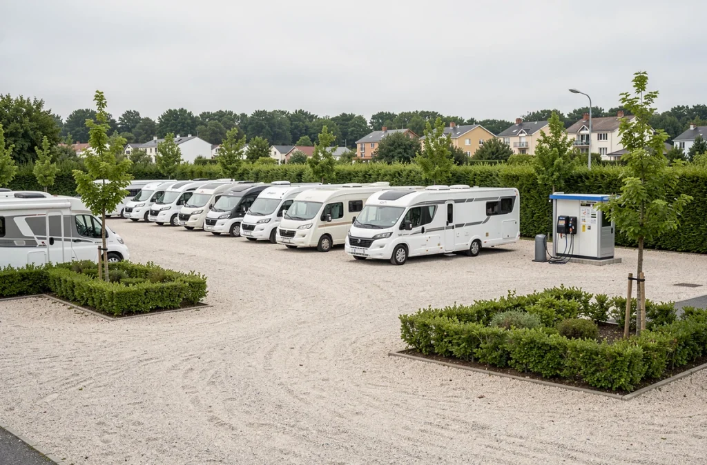 Aire de camping-cars de Tremblay-en-France avec service d'eau et camping-cars garés