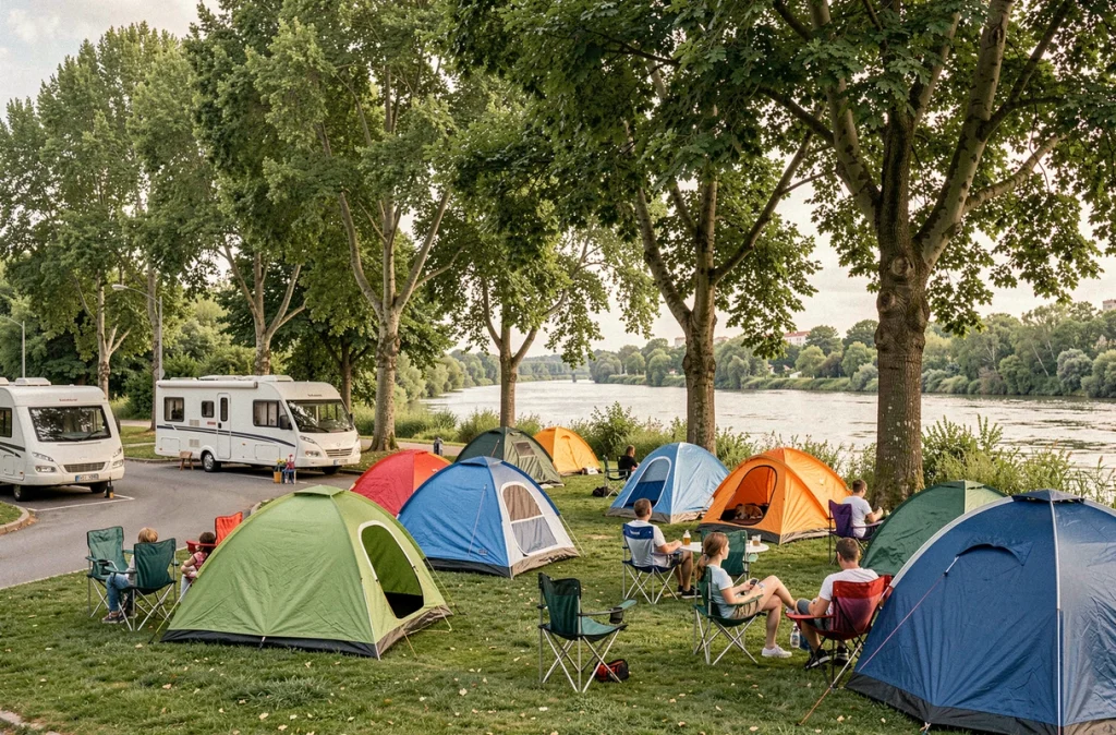 Camping municipal de Neuilly-sur-Marne avec tentes au bord de la Marne